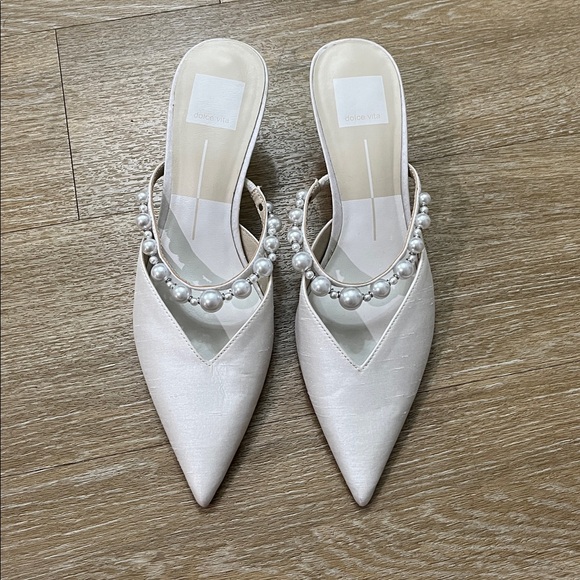 Dolce Vita Cream Kanika Pearl Kitten Heel Mule Pump size 7 - Picture 4 of 12